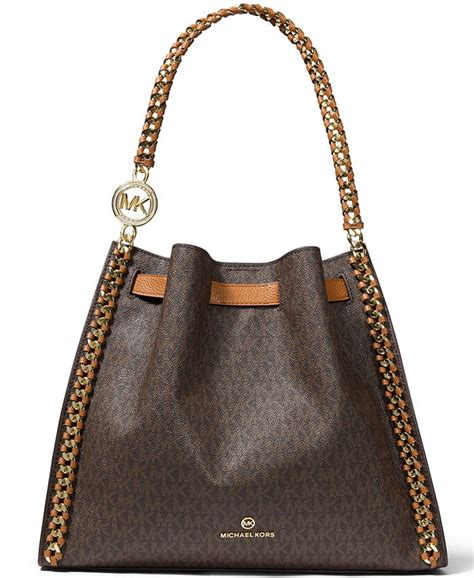 michael kors purse wallet combo brown gold chain|michael kors handbags with gold chains .